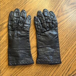 Vintage Elegant Black Leather Gloves